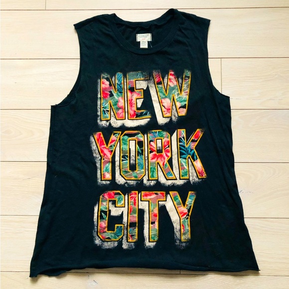 Ralph Lauren Denim & Supply New York City Cut Off Tank Top in Black Size S - Picture 1 of 7